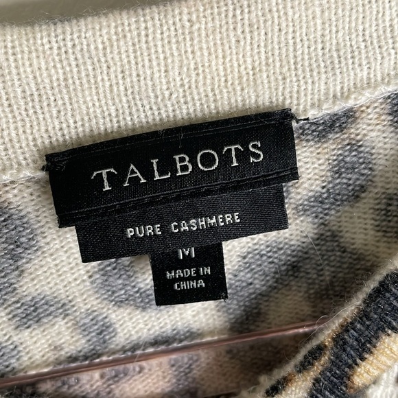 TALBOTS Women’s Cashmere Leopard Print Long Sleeve Sweater M Luxury Maximalist - Picture 2 of 7